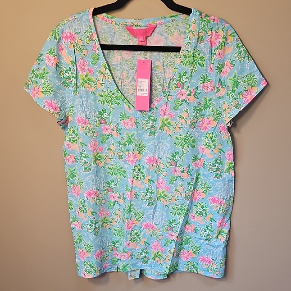 Lilly Pulitzer Tops - Lilly Pulitzer NWT Disney Blue Floral Short Sleeve Top